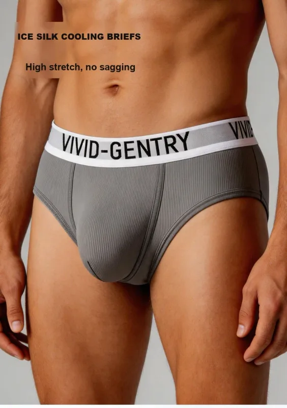 Men's Elastic Ice Silk Underwear Sexy Big U Convex Pouch Briefs Korean Youth Breathable Sports Panties Solid Mid Waist Underpant