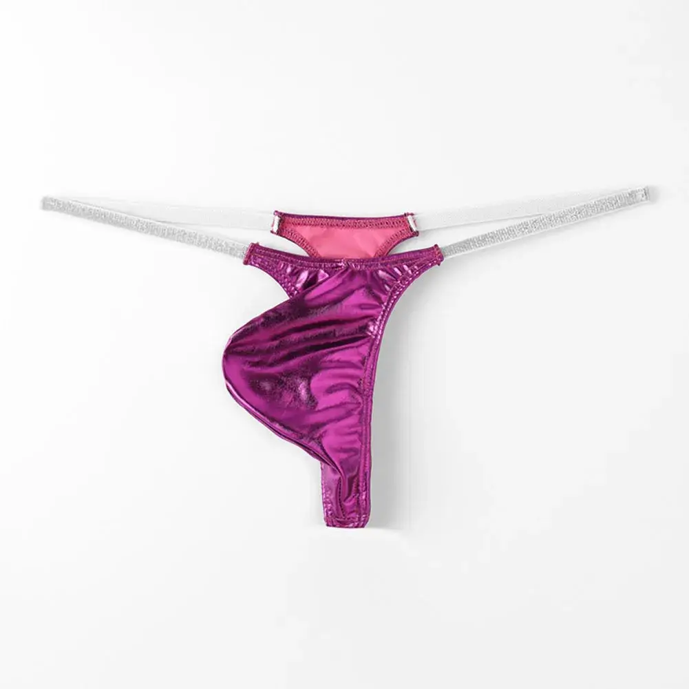 Average Size Mens Underwear Low Waist Shiny T-back Underwear Mini Underwear Mini G-Strings Shiny Fabric All Season Wear