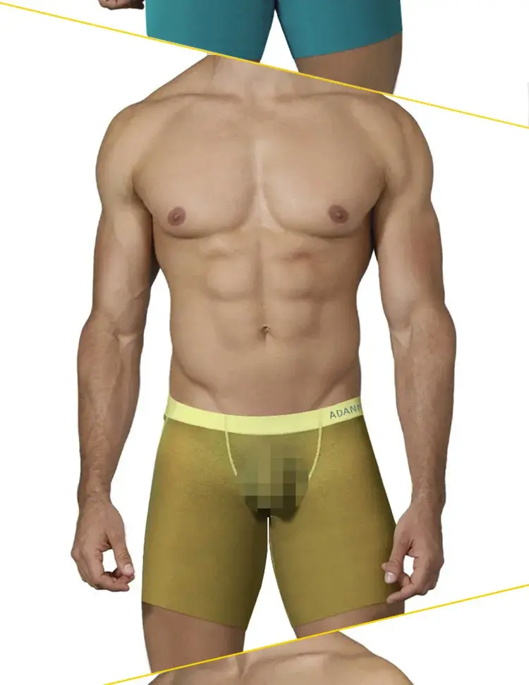 0.01mm Ultra-thin Men Underwear Long Boxer Shorts Cooling Ice Silk Transparent Gym Fitness Underpants Seamless Mesh Slips