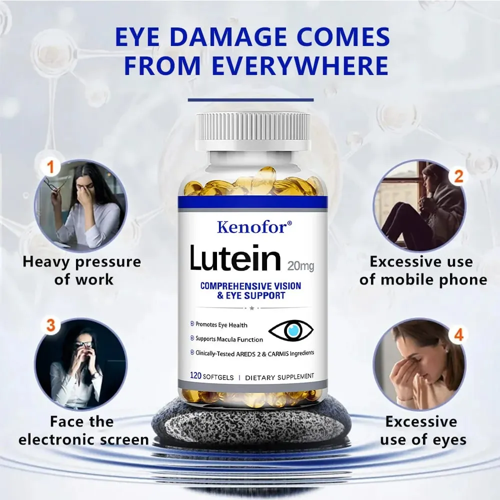 Lutein Capsules - with Zeaxanthin and Vitamin E - Powerful Antioxidant Eye Health Improve Vision Health - 120 Capsules