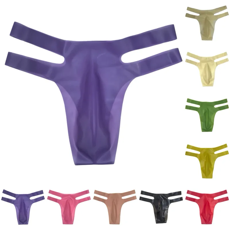 Mens Latex Briefs Sissy Seamless Brazilian Underwear Low Waist Erotic Underpants