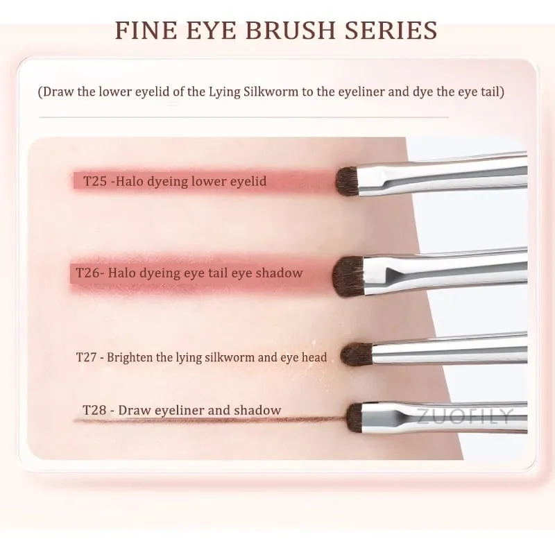 Detail Kleine oogschaduw Make-up kwasten Wenkbrauwborstel Platte fijne eyelinerborstel Hoogtepunten Smudge Zijderups Schaduwborstel Make-up tool