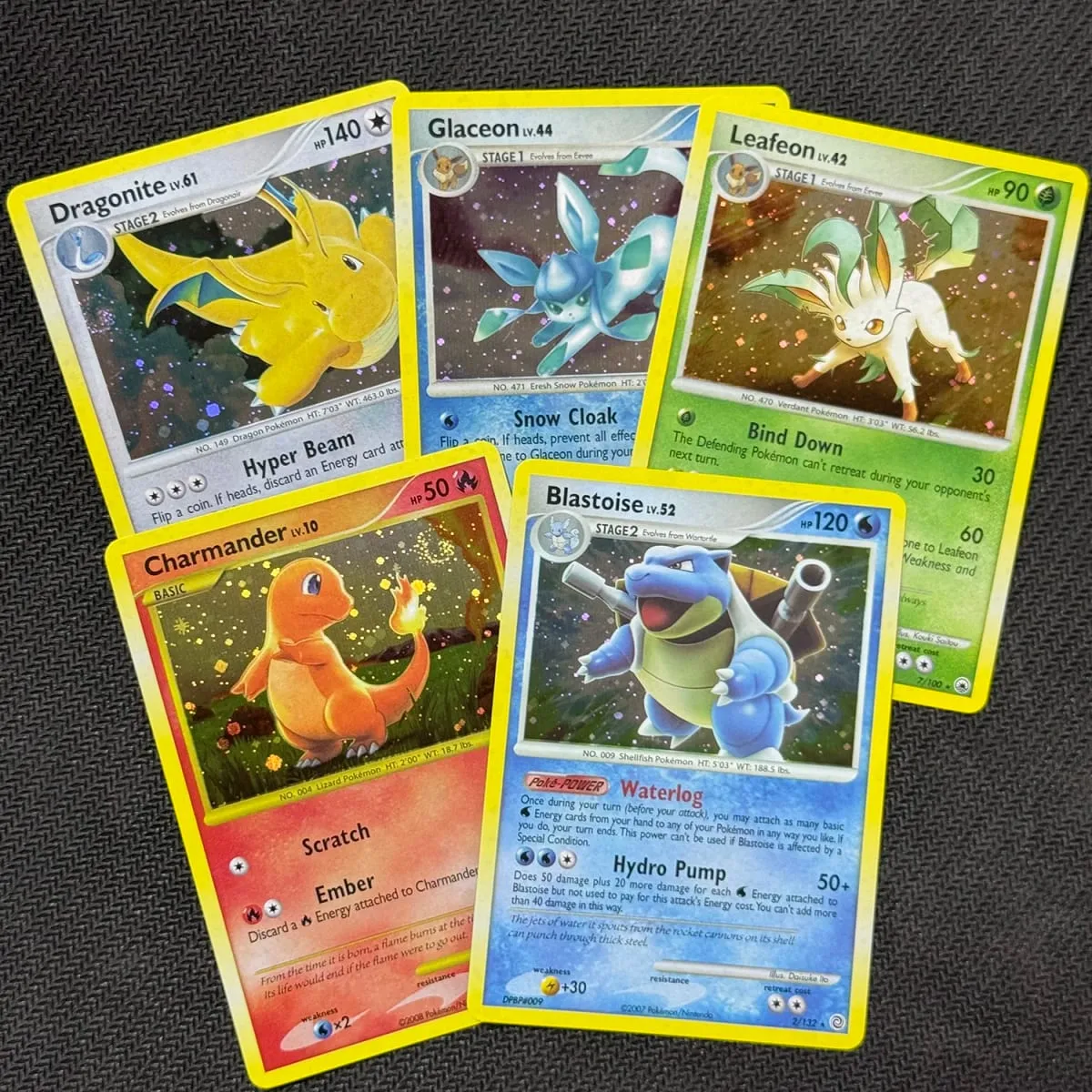 Κάρτες μεσολάβησης Dragonite Legends Awakened Charmander Stormfront Gengar LV.X Rayquaza C Leafeon Majestic Dawn Blastoise Holo