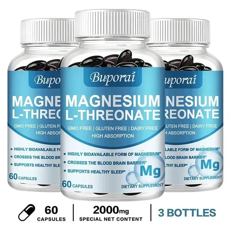 Magnesium L Threonate - Focus and Memory Enhancer Supports Nerve Function Muscle Strength Bone and Joint Health