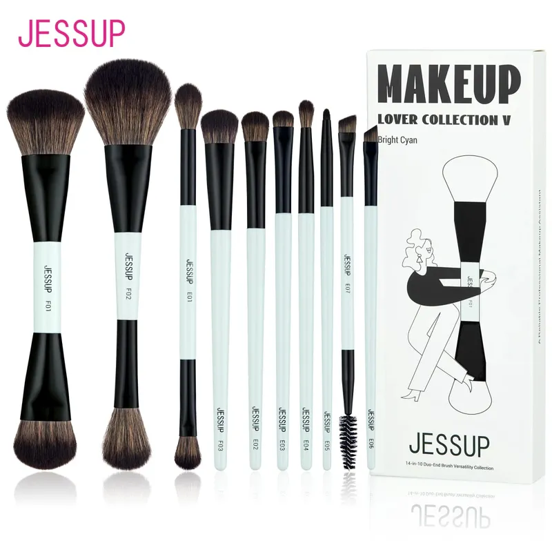 Σετ πινέλα μακιγιάζ Jessup 4/6/7/10/14/15 τεμ. Foundation MakeUp Brush Face Shadow Eyeshadow Blending Highlighting Concealer Luxury Purple