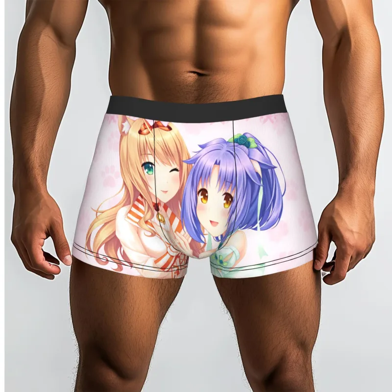 Anime N-Nekopara Chocola Vanilla Underwear Men Printed Game Boxer Briefs Shorts Panties Soft Underpants