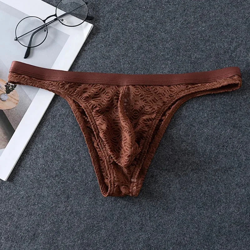 Men Thongs Briefs Jacquard Sheer Men's Underwear Sexy Accessories Hot Low Rise Pouch Very Hot Lingerie Breathable Underpants