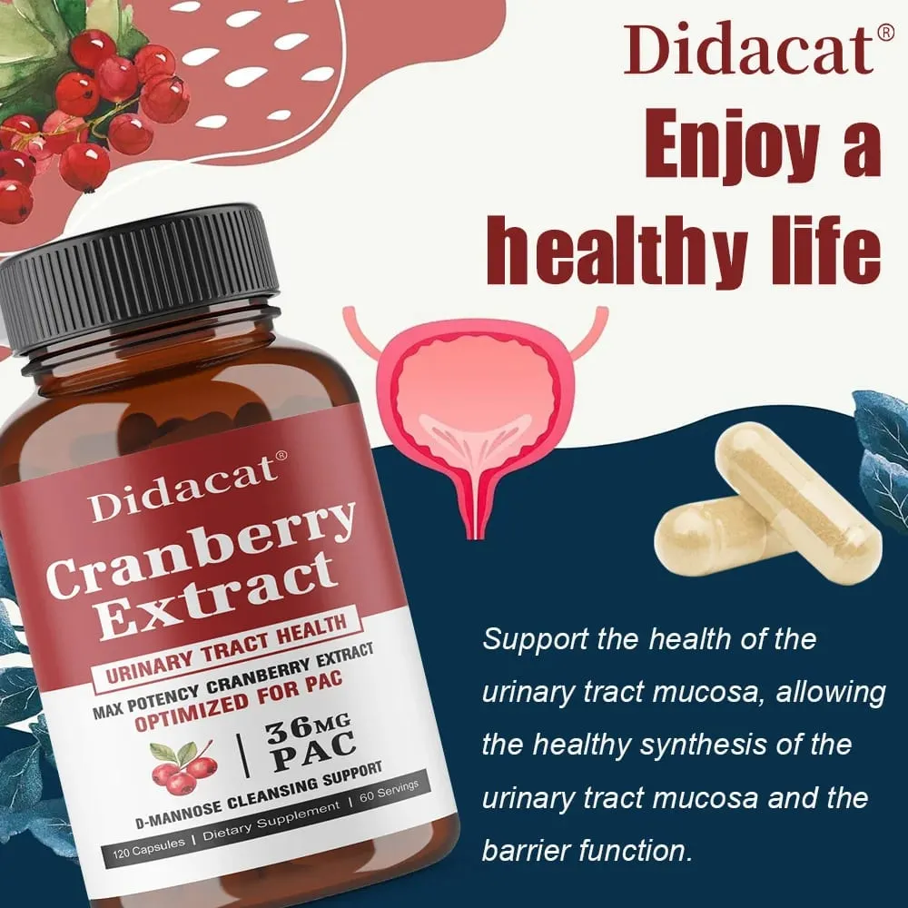 36 mg PAC from Superior Cranberry Juice Extract - Plus D-Mannose Supports Urinary Tract Health Cranberry Capsules for Women