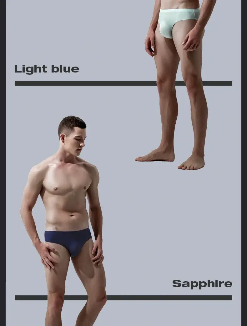 Men's underwear Men's ice silk briefs summer breathable quick-drying seamless shorts Transparent ultra-thin personality underpan
