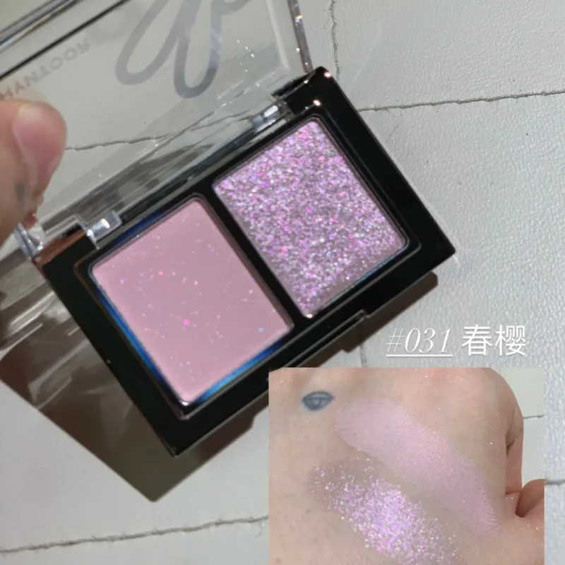 Dual Eyeshadow Palette Matte Shimmer Glitter Eyeshadow Palette Portable Long Lasting Fine Flash Eye Makeup Cosmetic