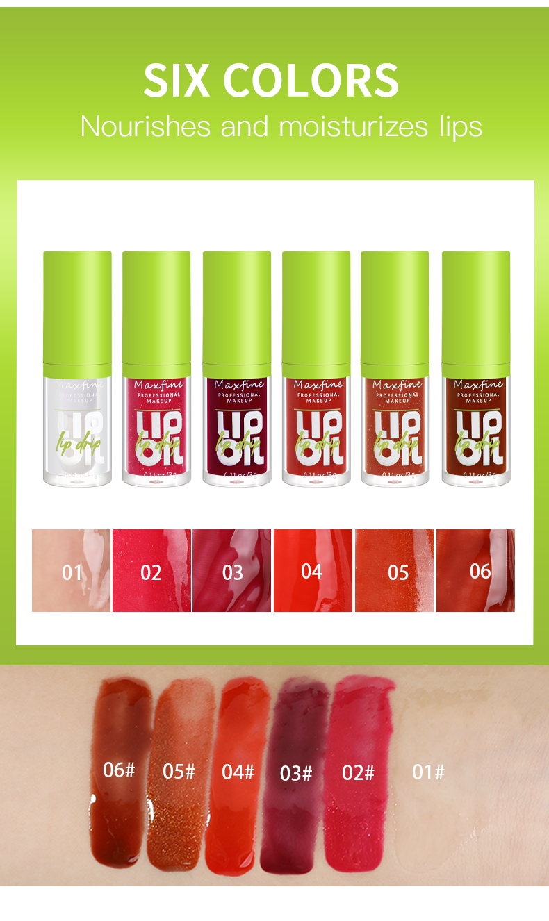 6-τόνων ενυδατικό lip gloss φωτεινό λάδι lip gloss ενυδατικό διαφανές υγρό lip gloss φυσικό lip gloss make lip
