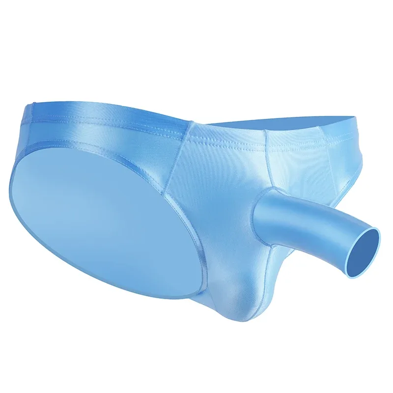 High Elastic Bikini Briefs gay Men's glossy underwear open Pouch Panties Men Smooth gay underwear