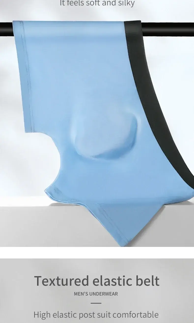 5PCS Men's ice silk seamless underpants 3D punch bag, cool, breathable, comfortable in summer, flat-angled bottom underpants