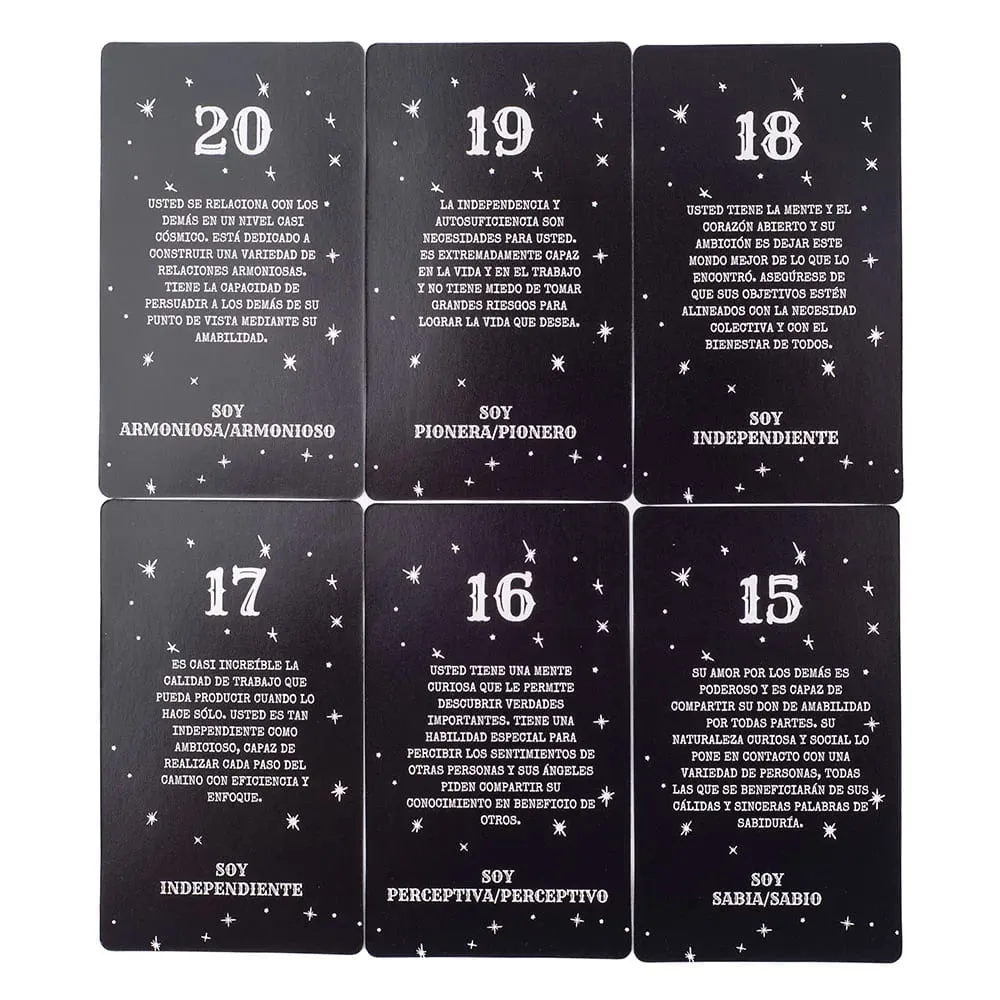 Mensajes de Número de Ángel 54Pcs Spanish Version Fate Divination Tarot Card FortuneTelling Card Games Party Board Game 10.3*6CM