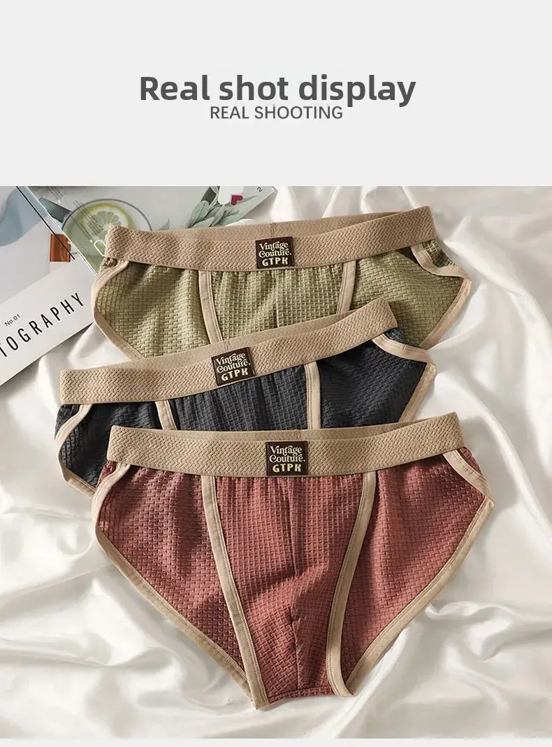 3 pcs Vintage Men High Cut Nylon Briefs Ice Silk Mesh Cool Underpants Soft Breathable Quick Dry Mens Underwear