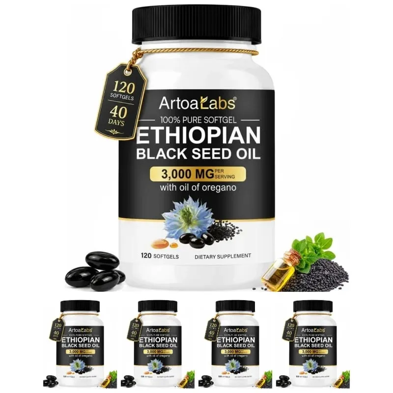 Ethiopian Black Seed Oil Softgels 3000mg na may 100mg Oregano Extract para sa Immune Digestive at Daily Vitality Support 120 Count