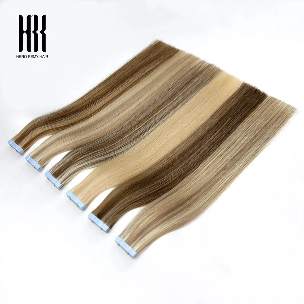 Hero Remy Hair Tape בתוספת שיער טבעית שיער אדם צבע בלונד 100% רמי שיער אנושי דבק עור ללא תפרים 2.5 גרם/חתיכה