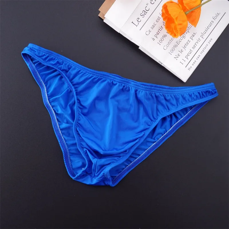Man Solid Color Ice Silk Seamless Briefs Low Waist U Convex Male Panties Ultra-thin Underwear Elastic Quick Dry Breath Panty