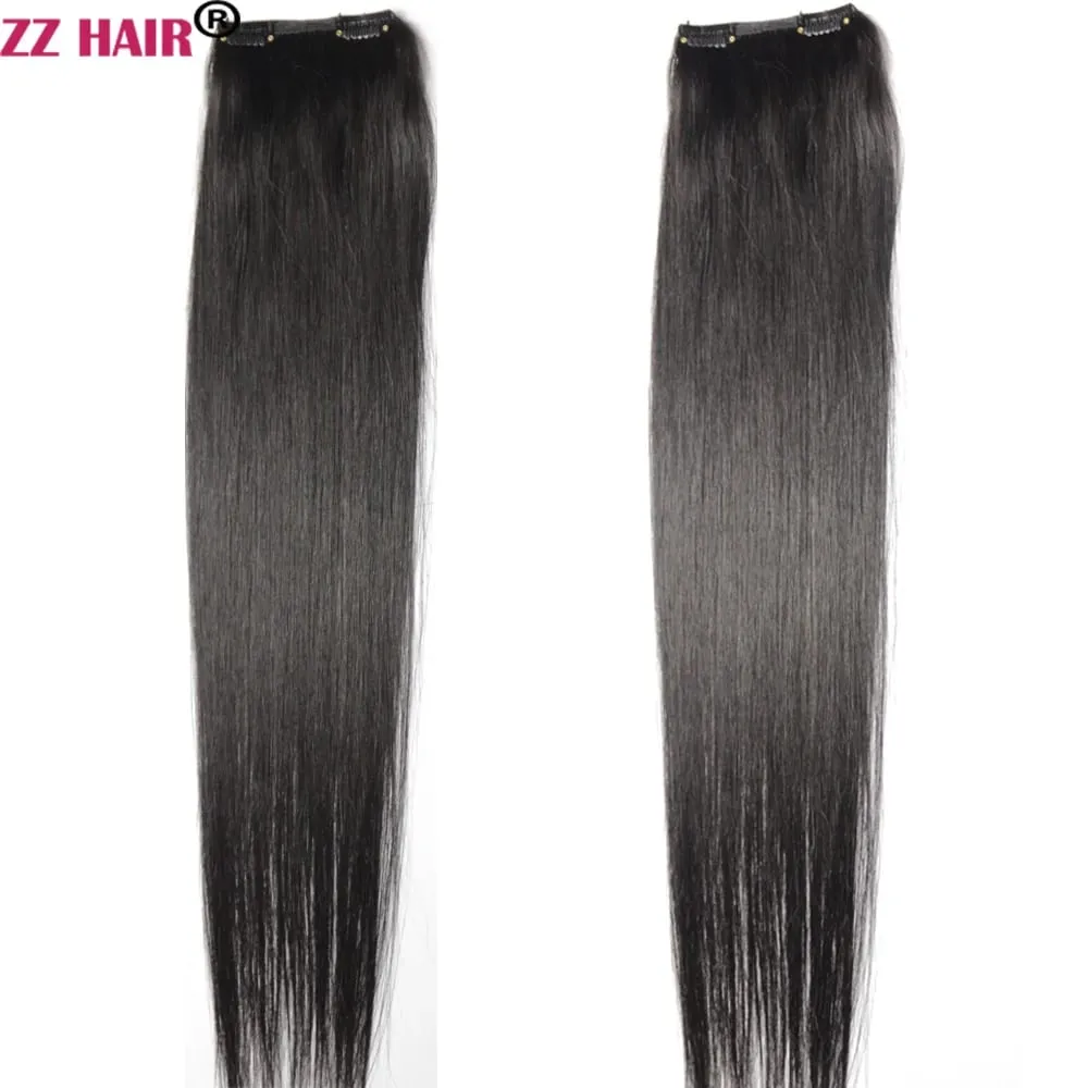 קליפס-אין 100% ברזילאי אנושי תוספות שיער 16"-28" שלוש חתיכות 3 יחידות סט 100 גרם-200 גרם 1x25 2x10 טבעי ישר