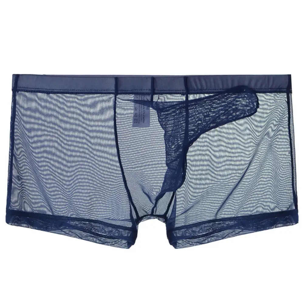 Sexy Mannen Mesh Transparant Lichtgewicht Ondergoed Zien Door Ademende Boxer Slips Slipje Bullet Scheiding Mannelijke Boxer Slipje