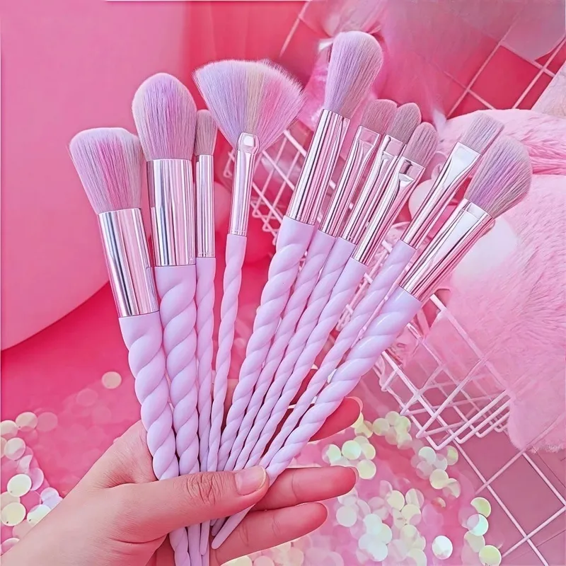 Πολύχρωμο σετ πινέλων μακιγιάζ 10 τεμαχίων Concealer πινέλα με κρυστάλλινη λαβή Εργαλεία καλλυντικών ομορφιάς Εργαλεία μακιγιάζ