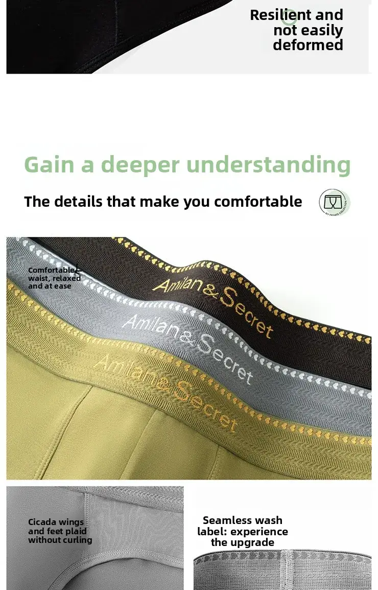 3Pcs Men's Modal Briefs Mid‑Waist U‑Pouch No‑Fly Solid Triangle Underpants Soft Breathable Athletic Daily Men Underwear