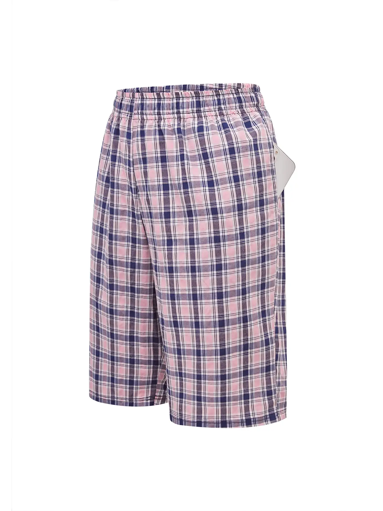 Men's Long Beach Flat Corner Pants Casual Checkered Elastic Waistband Comfortable Home Casual Sleeping Youth Boxing Pants Mens