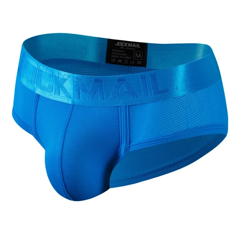 Jockmail Mens Underwear Briefs Mesh Breathable Sports Fitness Shorts Solid Color Sexy Low-rise Lingeries for Extreme Panties