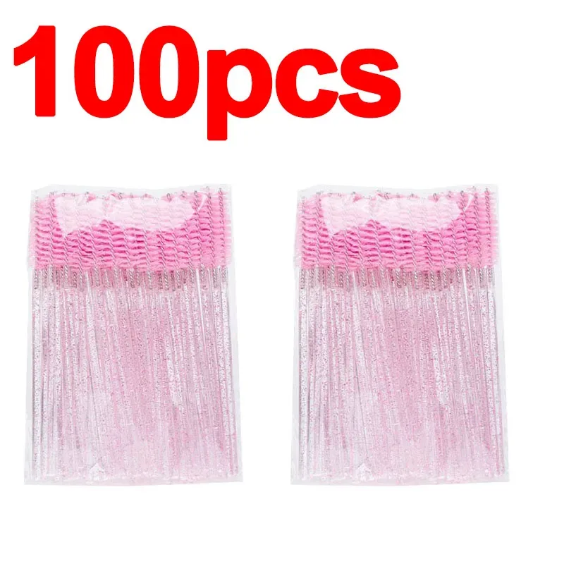 Nieuwe 50/100 Stuks Microbrush Voor Wimpers Borstel Crystal Spoolie Borstels Wenkbrauw Kam Make-Up Beauty Tool Voor Wimpers HZS24