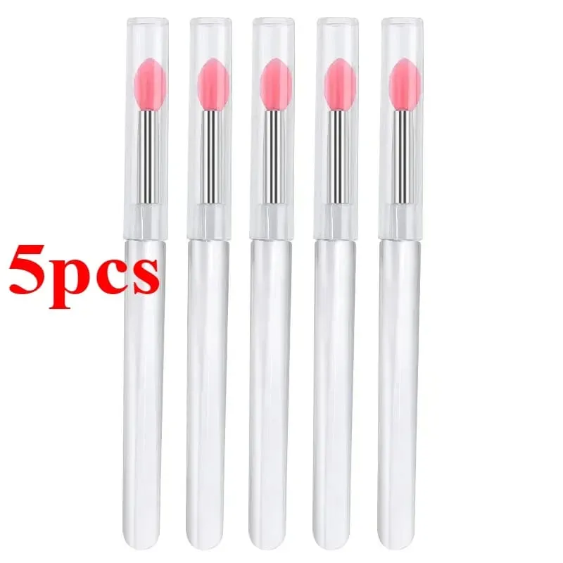 3/5/10 Buah Aplikator Stik Bibir Kuas Lipstik Silikon Lembut Pegangan Jernih Portabel Alat Kecantikan Lipgloss Microbrush Bersih