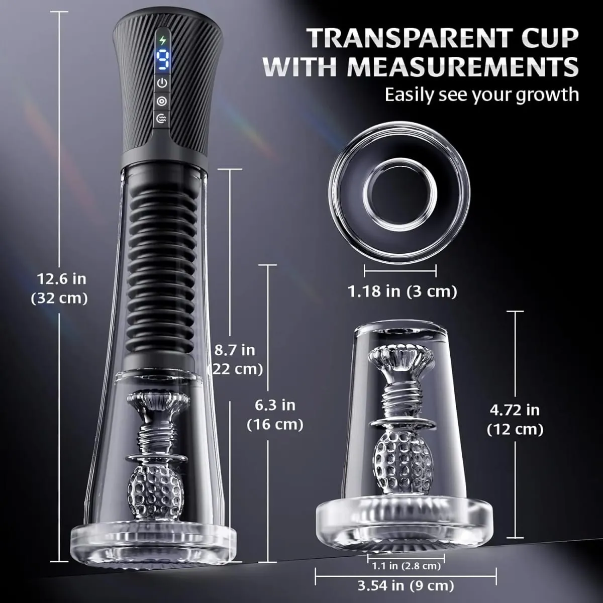 Male Masturbator Penis Pump Enlarger Transparent Visual Male Sex Toys for Men APP Control Vibrating Vacuum Suction Glans Trainer