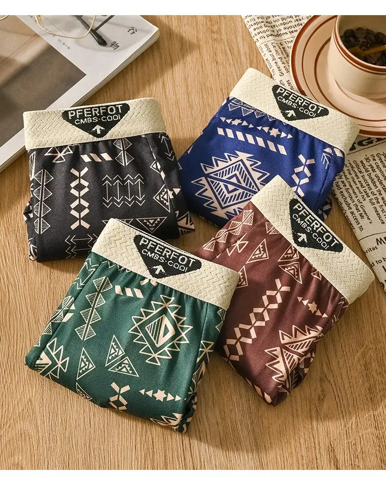 4pcs Sports Shorts Men Graffiti Boxers and Underpants Fashion Men's Boxer Briefs Cotton Man Boxer Men Panties Set Man Underwear