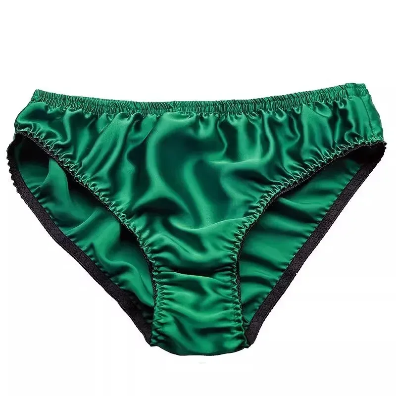 100% Mulberry Silk Men Sexy Underwear Wrinkle Briefs Breathable Male Panties Pure Silk Trigonometric Soft Man Underpants Summer