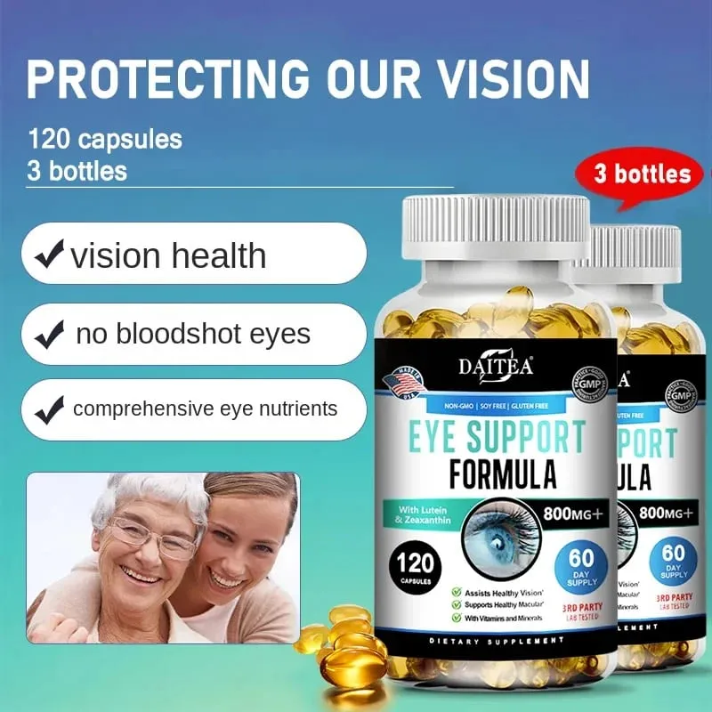 Eye Support Supplements - Vision Myopia Vitamins and Minerals for Eye Care Improve Eye Edema Relieve Fatigue Healthy Macula