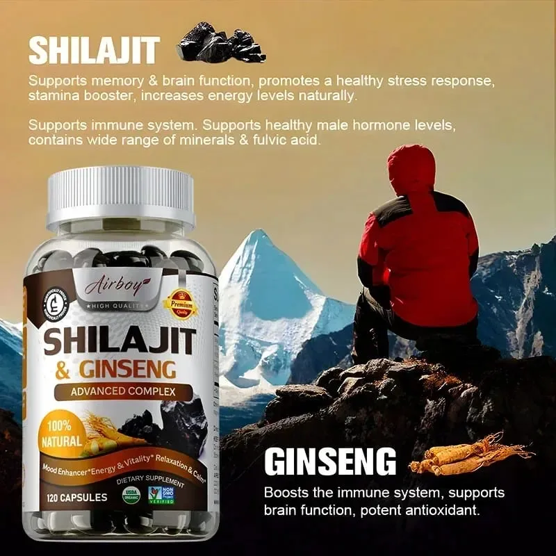 Shilajit & Ginseng - Energy & Vitality Support Improve Mental Clarity Immune Support Increase Endurance Muscle Growth