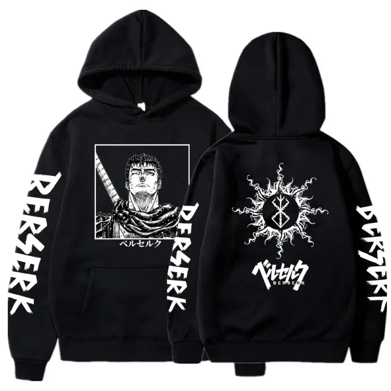 Berserk sweat à capuche pour homme femmes à manches longues sweat polaire surdimensionné vestes manteaux drôle Berserk japonais Anime Streetwear