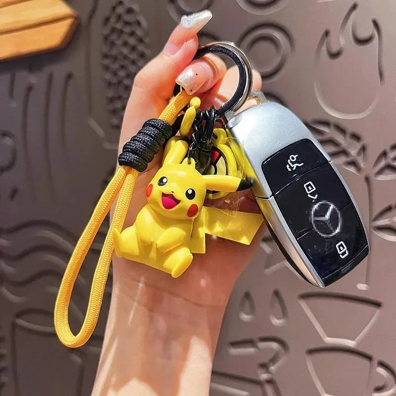 Genuine Pokemon Keychain Pikachu Gengar Sylveon Sprigatito Quaxly Fuecoco Anime Action Figure Toy Keyring Fragrance Pendant