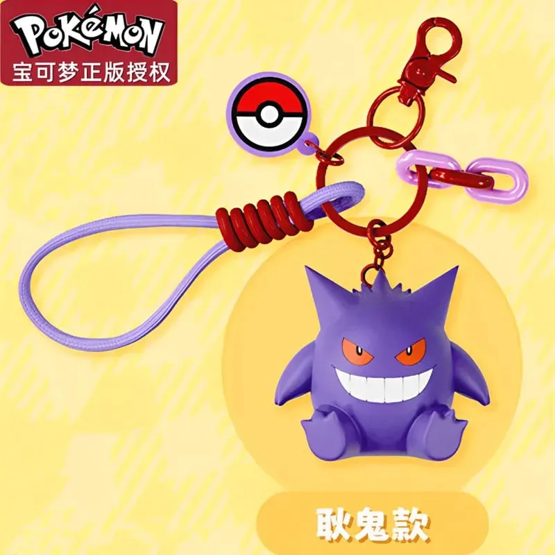 Genuine Pokemon Keychain Pikachu Gengar Sylveon Sprigatito Quaxly Fuecoco Anime Action Figure Toy Keyring Fragrance Pendant