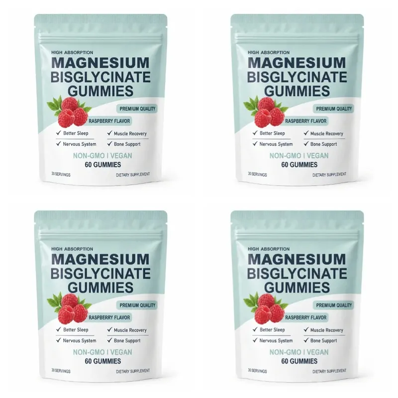 Υψηλής απορρόφησης Bisglycinate Magnesium Gummies Vegan Raspberry Flavor 60 Count Υποστήριξη Υγεία Μυϊκών Οστών Χωρίς ΓΤΟ χωρίς γλουτένη