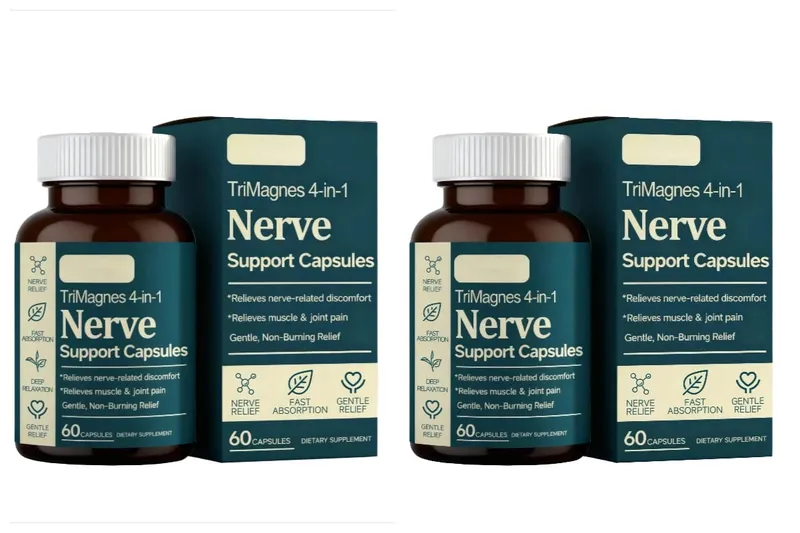 TriMagnes 4-in-1 Magnesium Complex Capsules 300mg na may Citrate Glycinate Malate Turmeric para sa Nerve Comfort Muscle Relax 60 Ct
