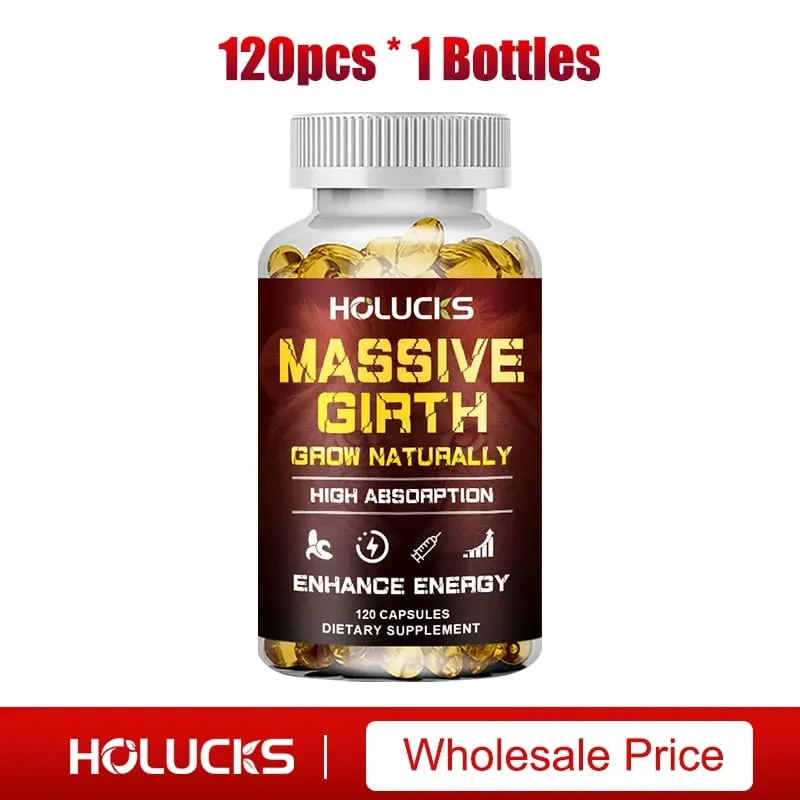 Massive Girth Capsules for Men Testosterone Booster Hormone Support Muscle Growth & Strength Size Enhancement Supplement