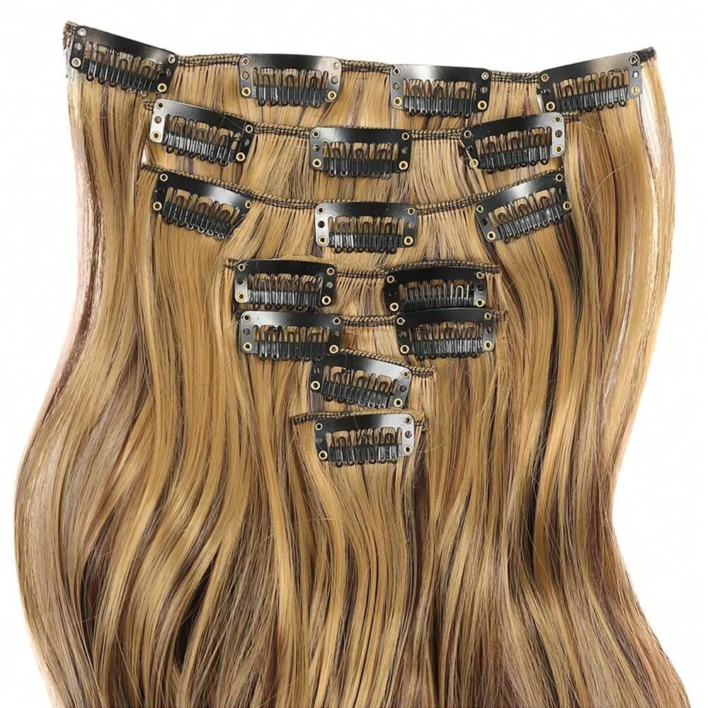 7 κλιπ σε επεκτάσεις μαλλιών Long wave Hairstyle Blck 20 ιντσών Φυσικά Συνθετικά Μαλλιά Καθημερινή Χρήση Hairpiece για γυναίκες