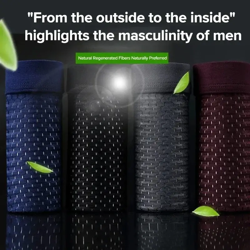 4Pcs Men's Boxer Briefs Ultra Soft Anti Odor Underwear Breathable Mesh with Ventilation Holes Stretch Comfort for Daily