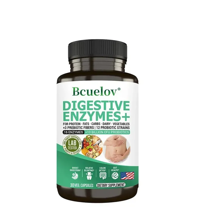 Digestive Enzyme Supplement - 3 Prebiotics 12 Probiotics 10 Billion CFU - Digestion Nutrient Absorption Colon Detoxification — image 9