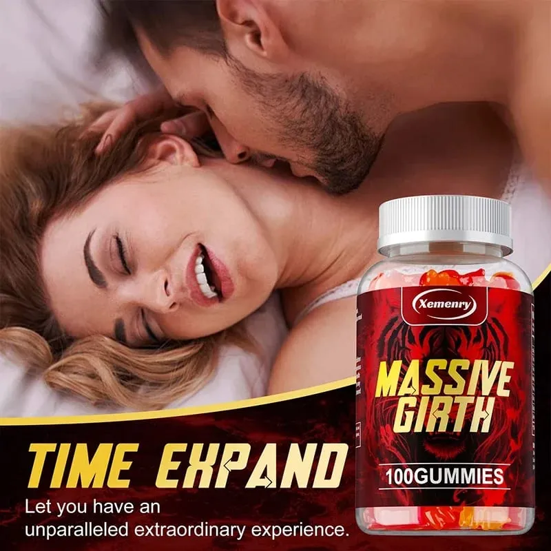 Massive Girth Gummies for Men - Men's Vitality Enhancer Increase Size and Stamina Boost Strength and Confidence Vegan