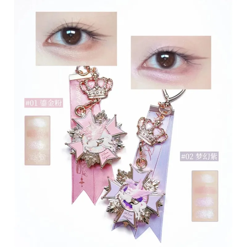 Flower Knows Knight Unicorn Eyeshadow Palette Charm Mini Makeup Accessory Fantasy Unicorn Design Cosmetic Bag Decoration