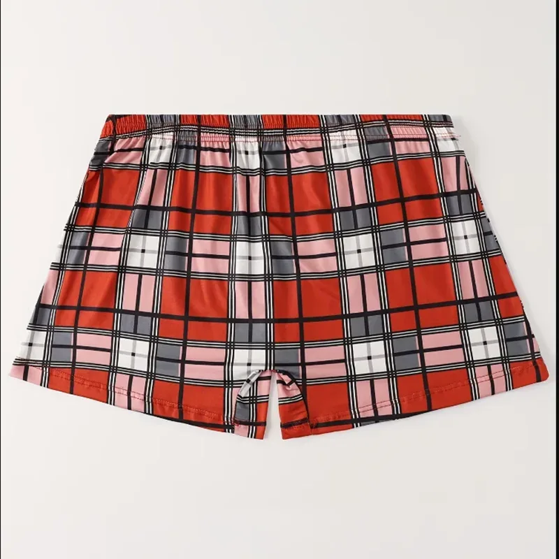 Men's Plaid Boxer Shorts Casual Loose Sleepwear Underwear 3/10Pcs Random Pattern Comfortable Breathable Daily Home Shorts