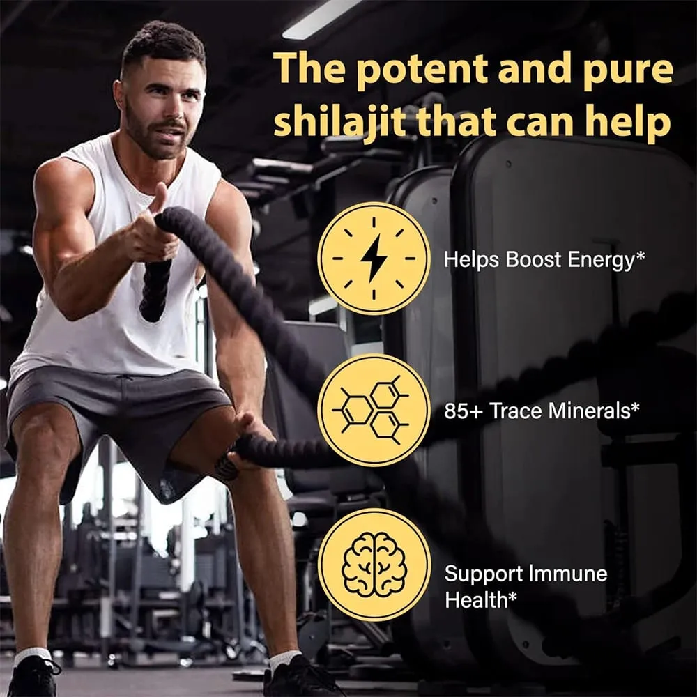 Shilajit Original Shilajits Capsule High Purity Mineral Supplements with 85+Trace Minerals Enhance Energy & Resist Stress