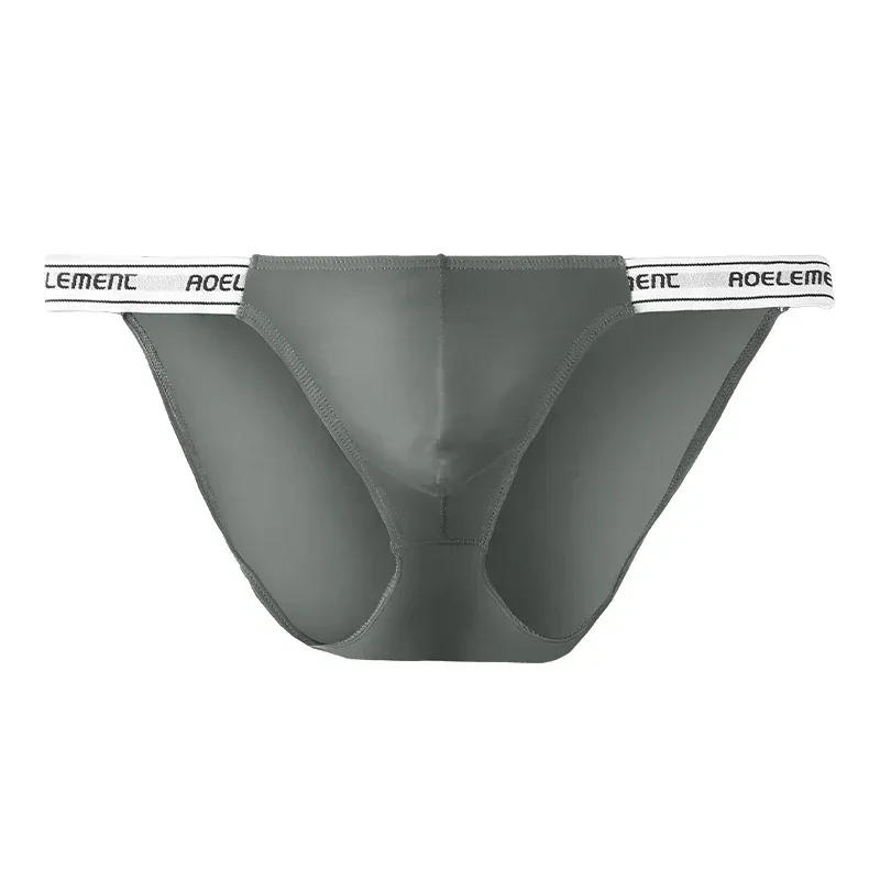 Panties Men's Solid Color Elastic Skinny Sexy Low Waist Ice Silk High Fork Thong Fitness Sports Comfortable Triangle Shorts
