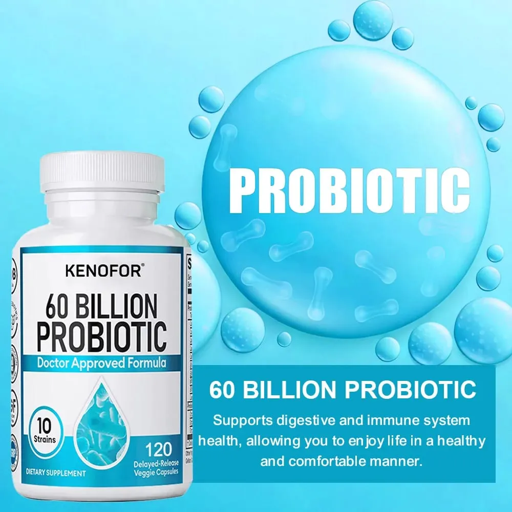 60 Bilyong Probiotic Supplement - 10 Natatanging Strain + Organic Prebiotics - Suporta sa Pagpapalakas ng Immune System sa Gut at Digestive Health — image 2